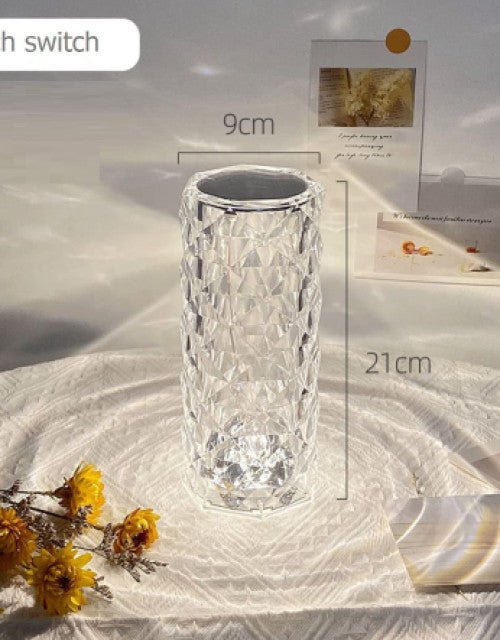 Crystal Touch Control Rechargeable Rose Diamond Table Lamp - Lootokart