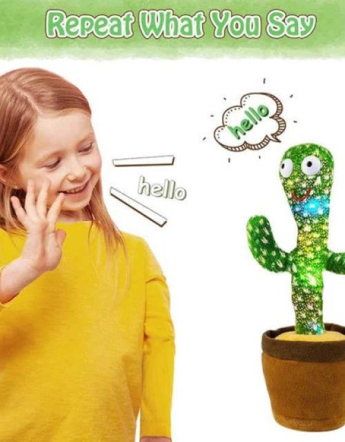 Interactive Dancing Cactus Plush – Mimic Voice, Music & LED Lights - Lootokart