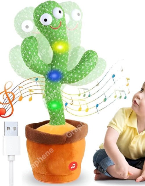 Interactive Dancing Cactus Plush – Mimic Voice, Music & LED Lights - Lootokart