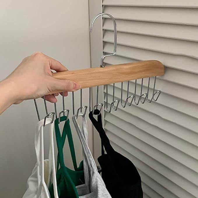 Multifunctional Wooden Hanger with Metal Hooks (Pack of 2) - Lootokart