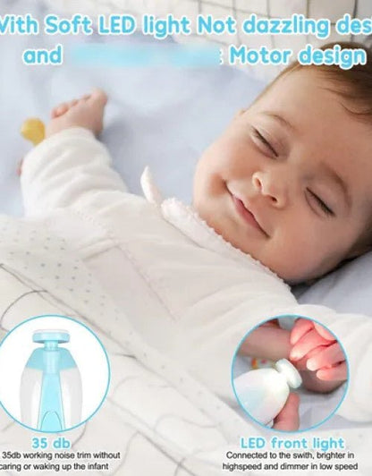 Baby Electric Nail File with LED Light – Quiet & Painless Nail Clipper for Infants - Lootokart