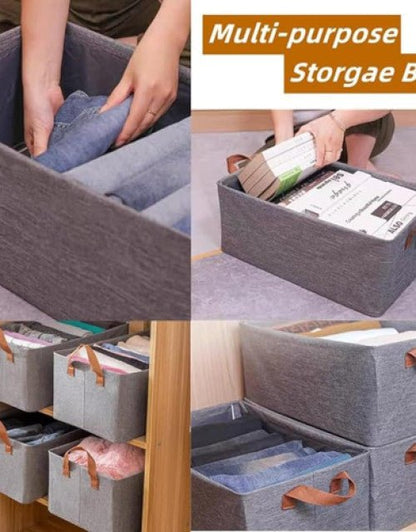 Clothes Organizer Fabric Cubes | Collapsible Storage Bins with Handles - Lootokart