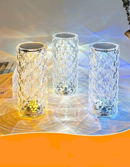 Crystal Touch Control Rechargeable Rose Diamond Table Lamp - Lootokart