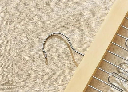 Multifunctional Wooden Hanger with Metal Hooks (Pack of 2) - Lootokart