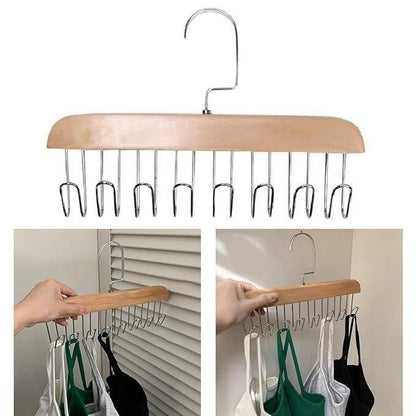 Multifunctional Wooden Hanger with Metal Hooks (Pack of 2) - Lootokart