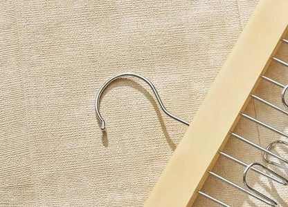 Multifunctional Wooden Hanger with Metal Hooks (Pack of 2) - Lootokart